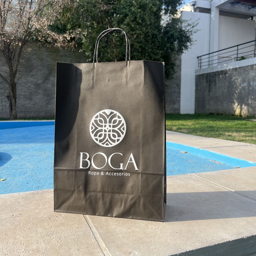 Bolsa negra impresa en blanco para Boga