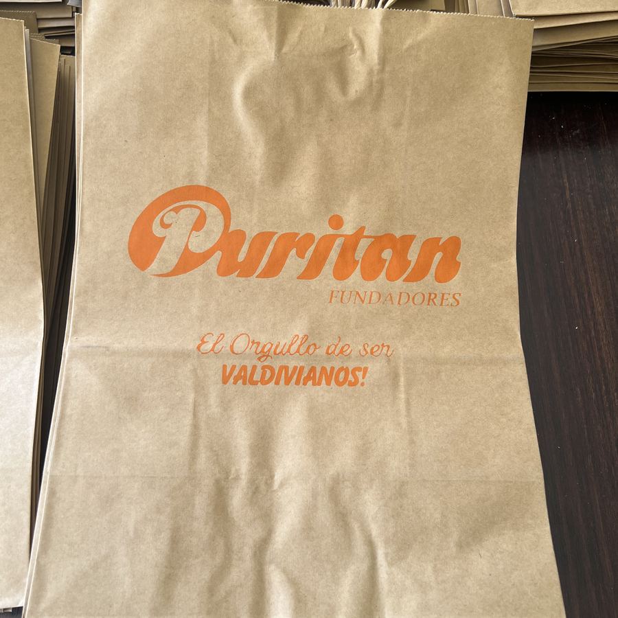 Bolsas kraft impresas en naranjo para Puritan
